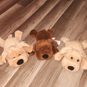 Melissa and Doug (3)  Brown & Tan Puppy Dogs  Plush Stuffed Animal 9"